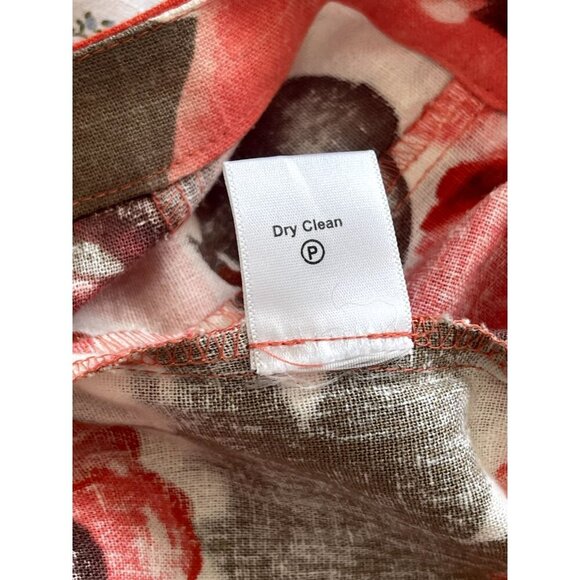 Coldwater Creek Midi Skirt XS 4-6 Ivory Pink Red Floral Linen Cottagecore NWOT - Picture 3 of 7